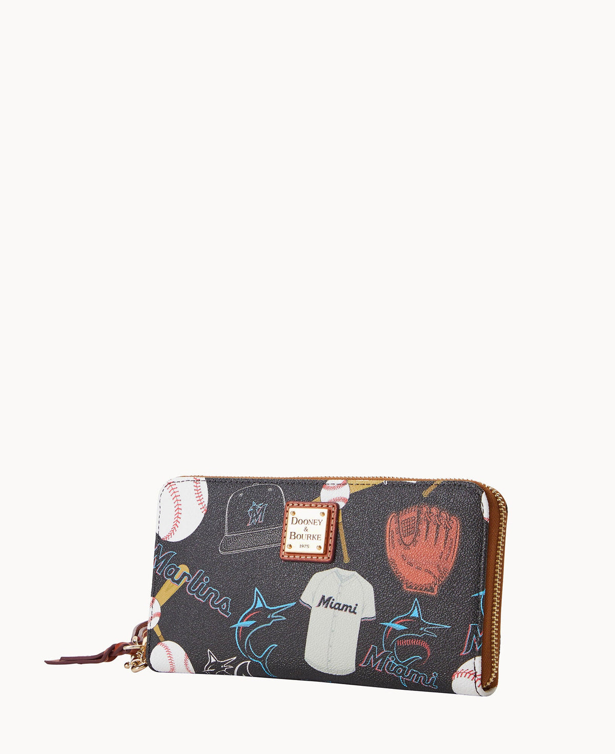 Dooney & Bourke MLB Marlins Large Zip Around Wristlet
