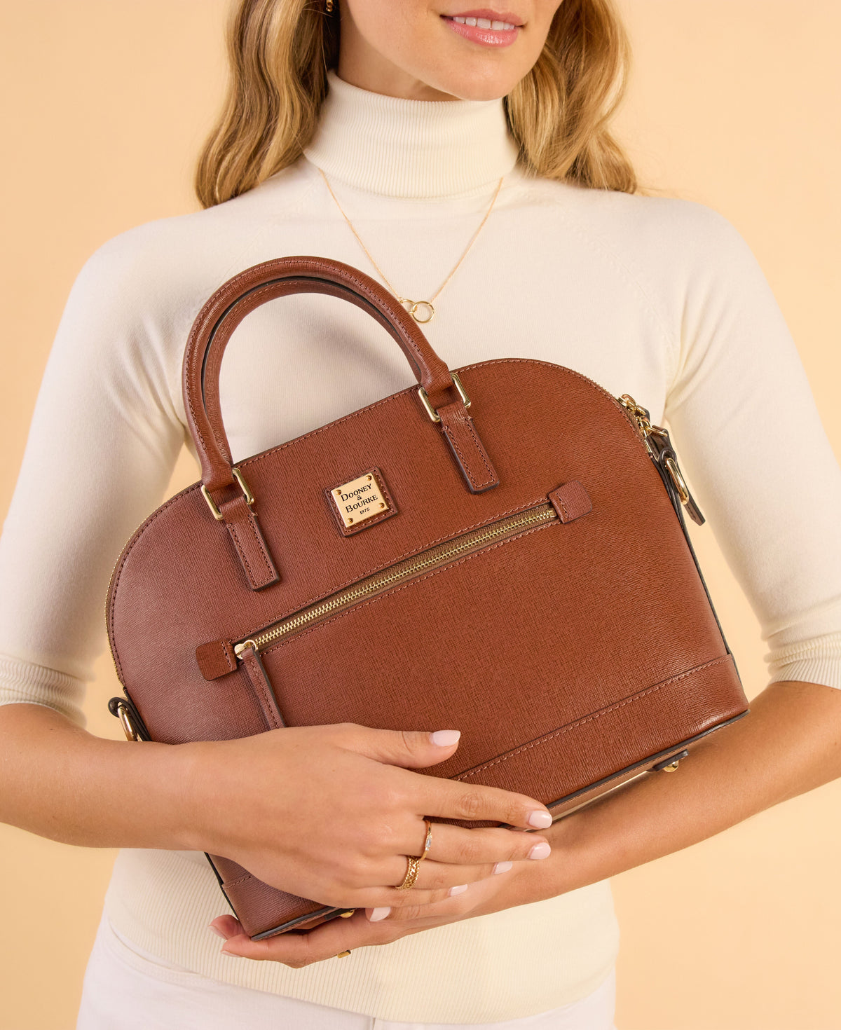 Dooney & Bourke Saffiano Domed Zip Satchel