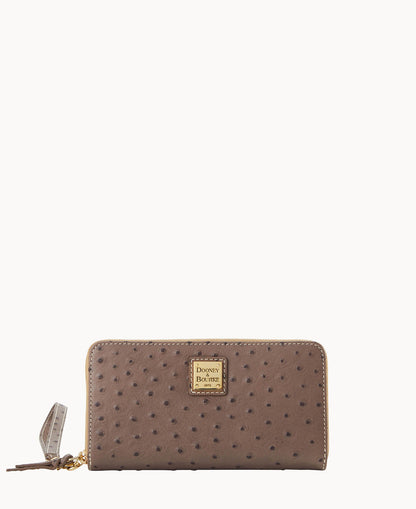 Dooney & Bourke Ostrich Large Zip Around Wristlet