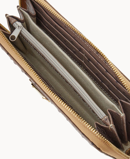 Dooney & Bourke Ostrich Large Zip Around Wristlet