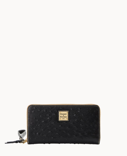 Dooney & Bourke Ostrich Large Zip Around Wristlet