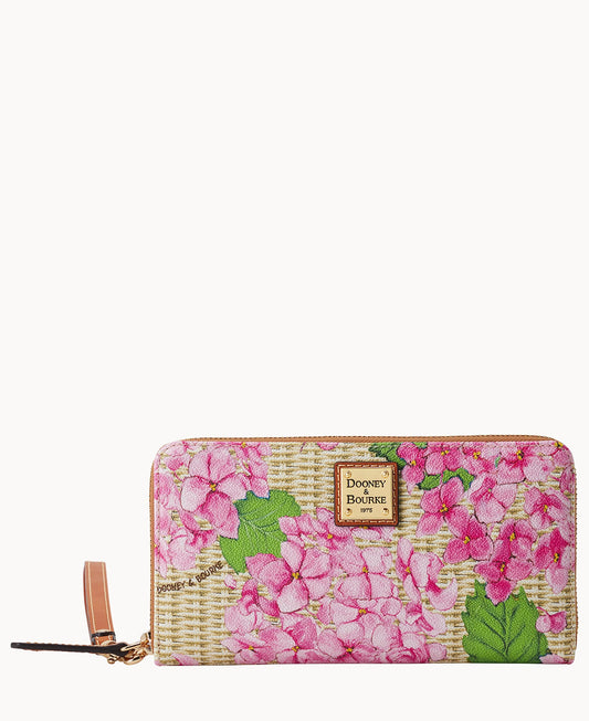 Dooney & Bourke Hydrangea Basketweave Large Zip Around Wristlet
