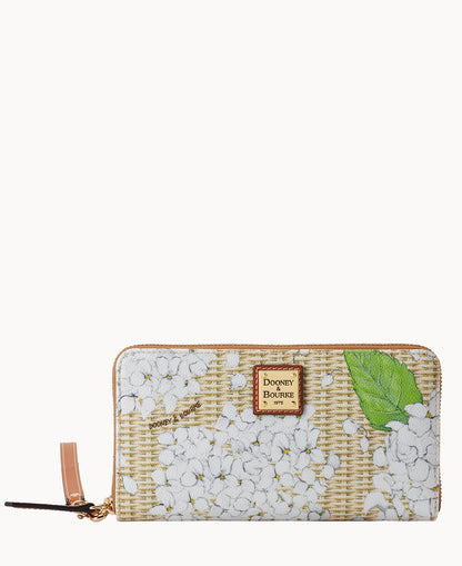 Dooney & Bourke Hydrangea Basketweave Large Zip Around Wristlet