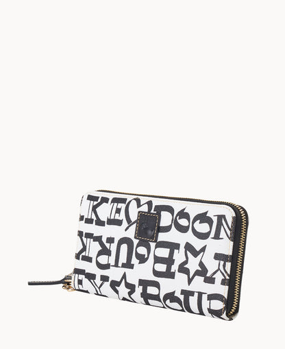 Dooney & Bourke Doodle II Coated Cotton Large Zip Around Wristlet