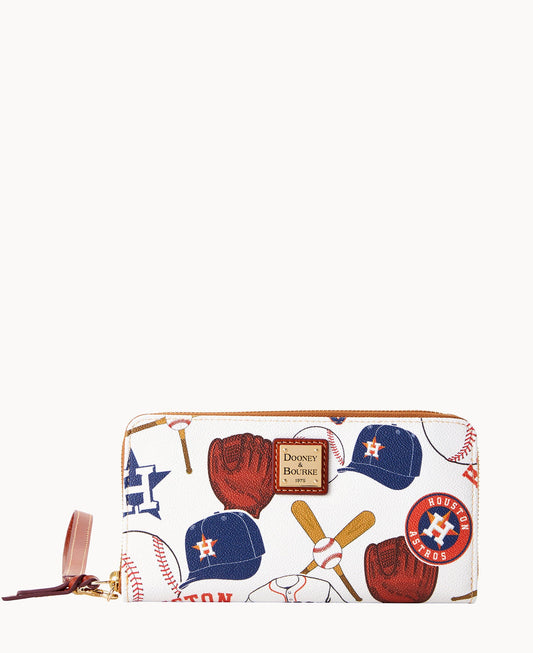 Dooney & Bourke MLB Astros Large Zip Around Wristlet