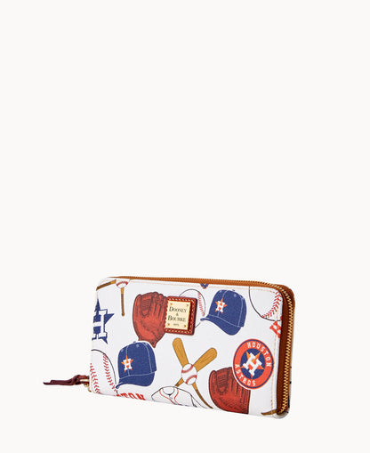 Dooney & Bourke MLB Astros Large Zip Around Wristlet