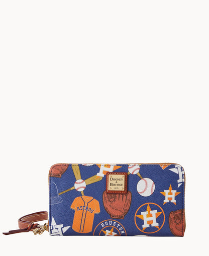 Dooney & Bourke MLB Astros Large Zip Around Wristlet