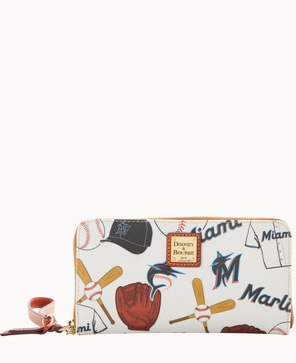 Dooney & Bourke MLB Marlins Large Zip Around Wristlet