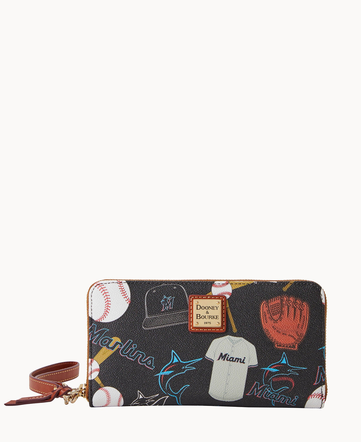Dooney & Bourke MLB Marlins Large Zip Around Wristlet