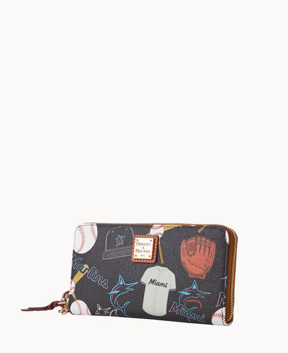 Dooney & Bourke MLB Marlins Large Zip Around Wristlet