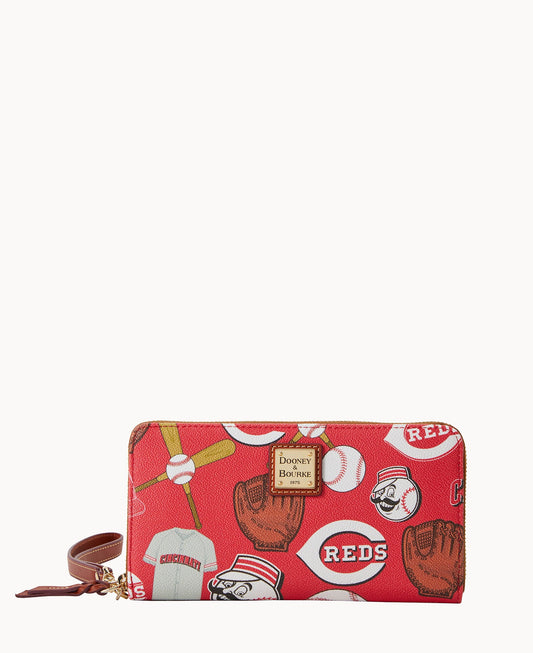 Dooney & Bourke MLB Reds Large Zip Around Wristlet