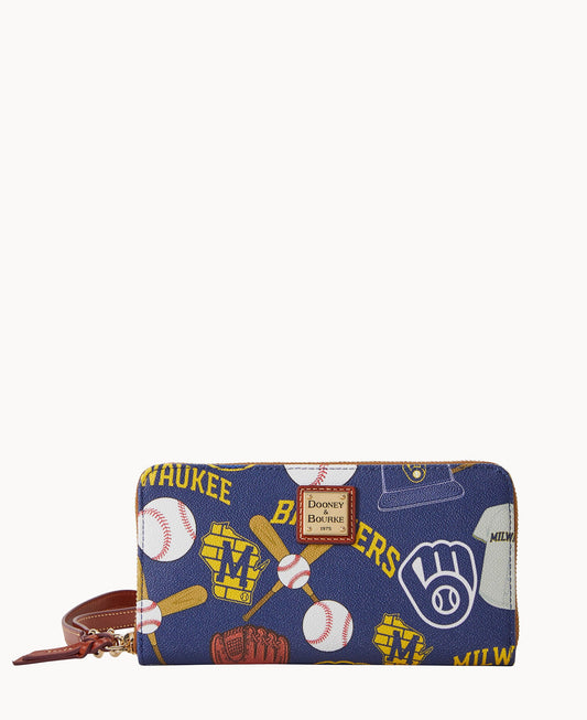 Dooney & Bourke MLB Brewers Large Zip Around Wristlet