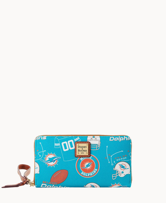 Dooney & Bourke NFL Dolphins Large Zip Around Wristlet